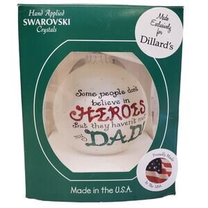 Swarovski Crystal Christmas Ornament Heart Gifts by Teresa Ornament Dad is Hero